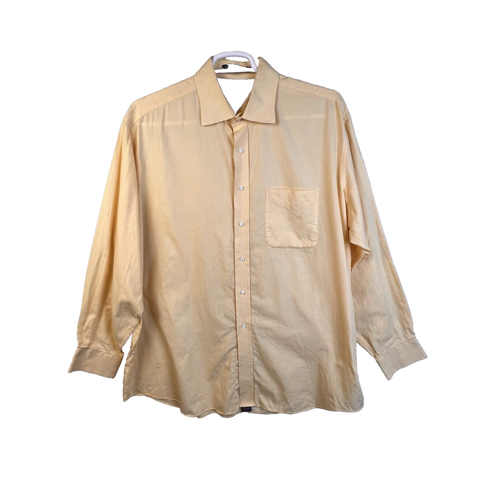 Tommy Hilfiger Button Down Shirt Men 17.5 XL Yellow Check Lifetime Collection